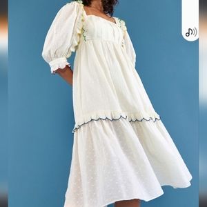 Farm Rio Off White texture midi dress